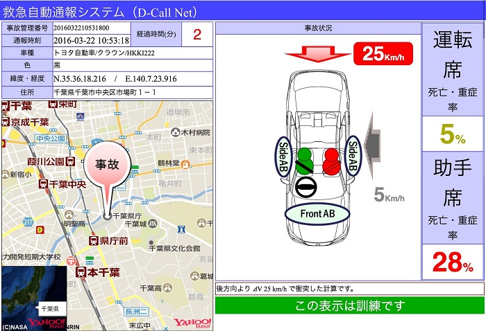 D-Call Net　タブレットでの受信画面例