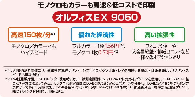 モノクロもカラーも高速＆低コストで印刷：オルフィスEX9050