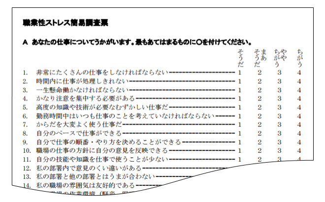 職業性ストレス簡易調査票